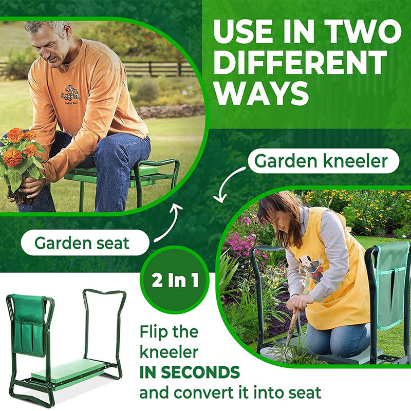 Klappbarer Gartenhocker zum Sitzen und Knien