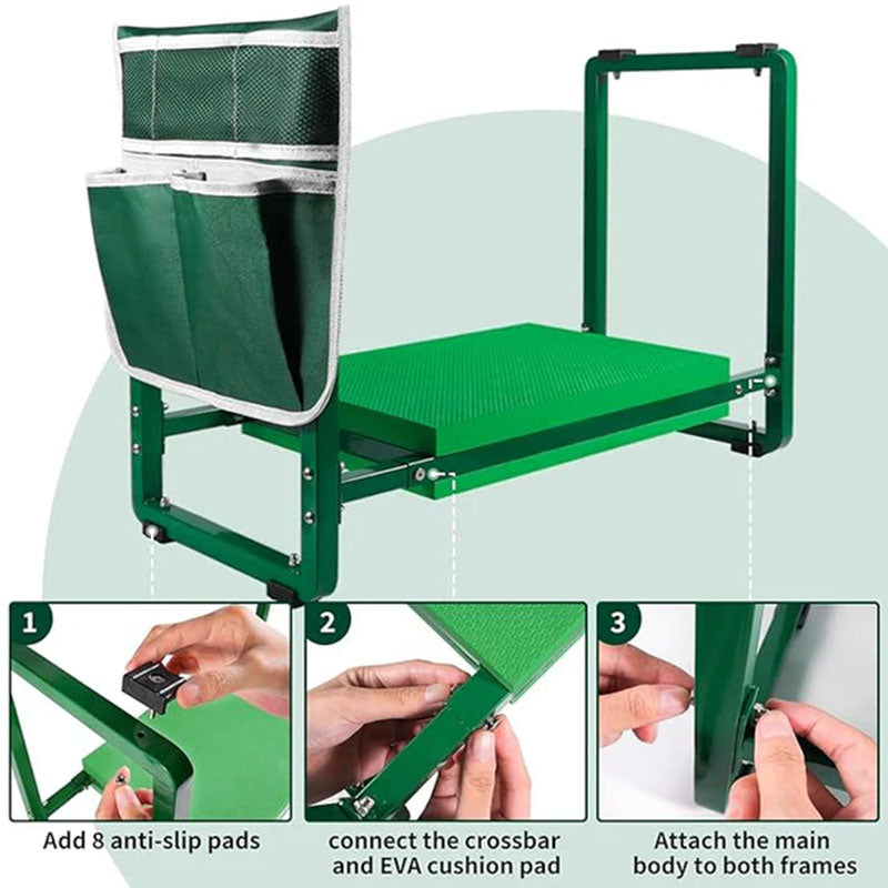 Klappbarer Gartenhocker zum Sitzen und Knien