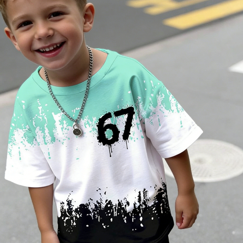 3D-Print-T-Shirt- & Shorts-Set für Jungen