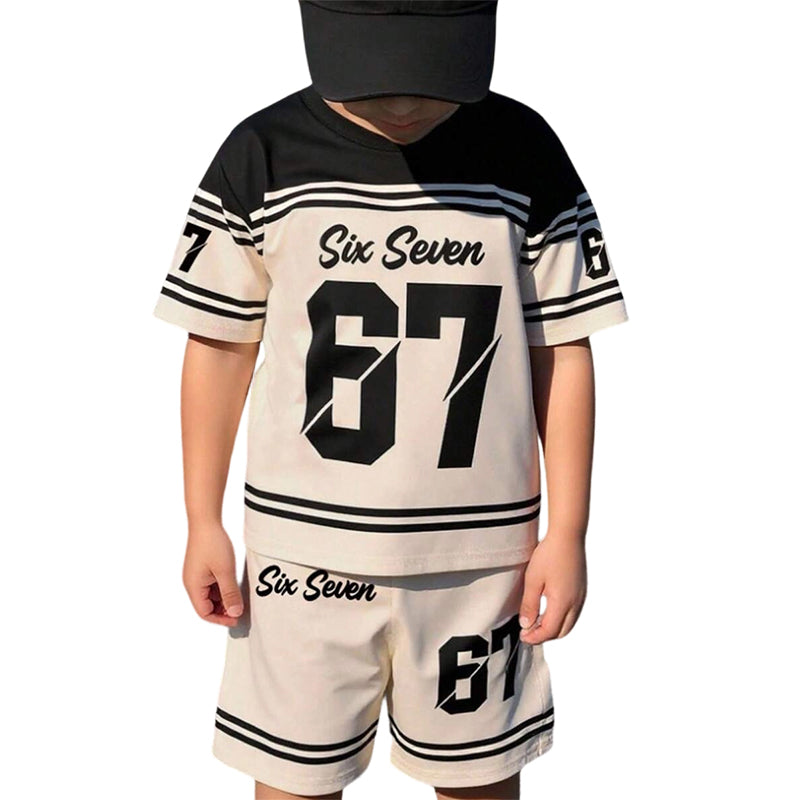 3D-Print-T-Shirt- & Shorts-Set für Jungen