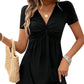 🔥50% Rabatt🎀Damen V-Ausschnitt-Kleid mit Knoten- & Raffdetail – ärmellos, taillenbetont & feminin