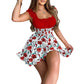 Sommer-Minikleid mit Blumenmuster und geraffter Taille