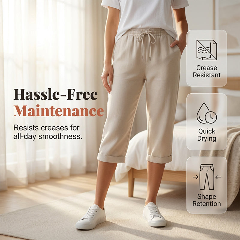 🔥 HALBER PREIS – Nur kurze Zeit! Lässige Damen-Caprihose aus Baumwoll-Leinen – luftig & ultra bequem