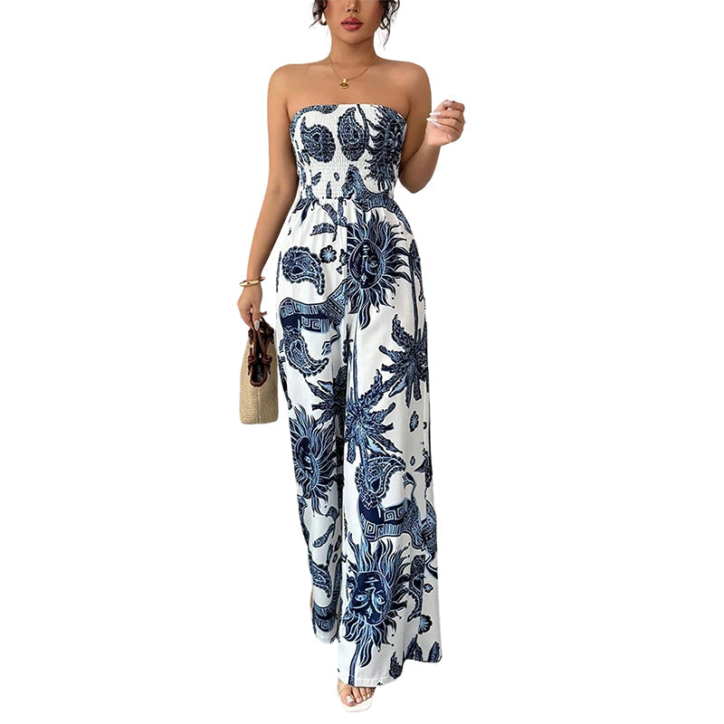 👗 50% RABATT! 💃 Trägerloses Jumpsuit mit Smok-Oberteil & Weitem Bein – Bequeme Passform, Eleganter Stil & Perfekt Für Den Sommer ☀️