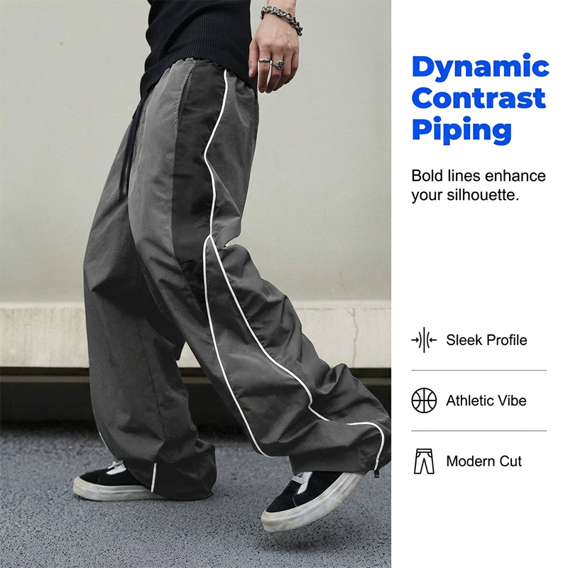Herren Retro Seitenstreifen Weite Hose