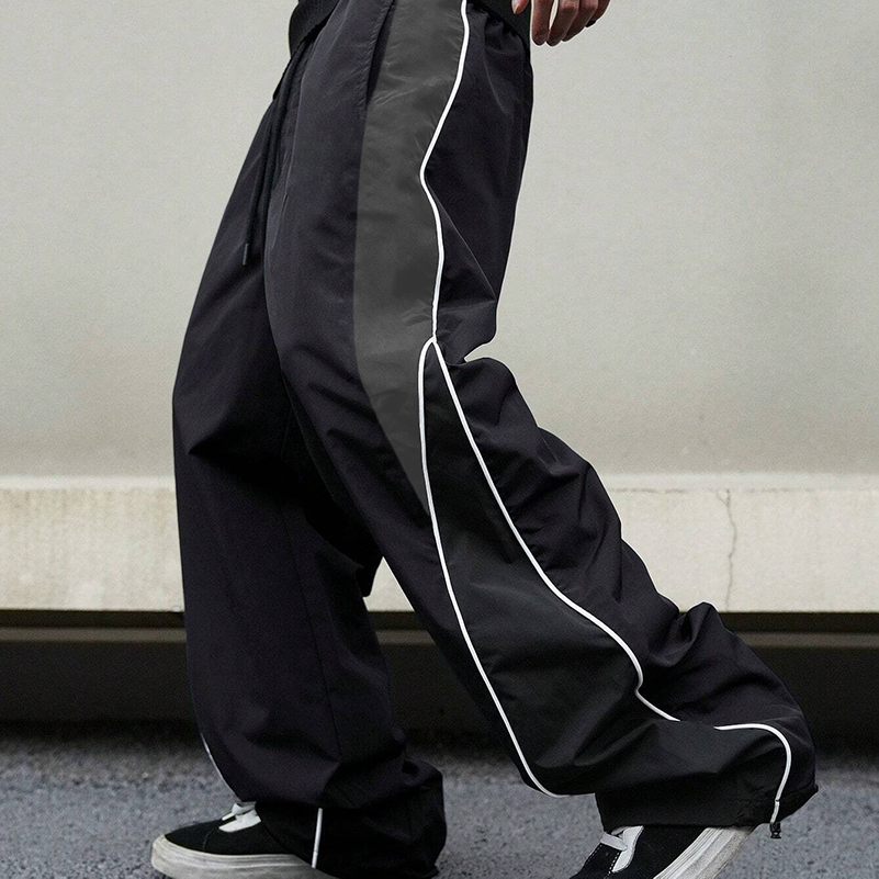 Herren Retro Seitenstreifen Weite Hose