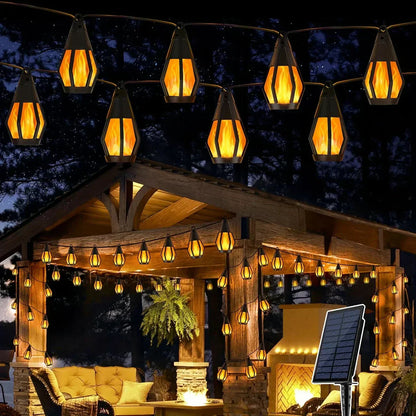 ✨💡Neue IP65 Solar-LED-Lichterkette, Flammenoptik, wasserdicht, für den Außenbereich, mit Sensor, für Gärten, Innenhöfe und Camping, 360°-Abstrahlwinkel🔥