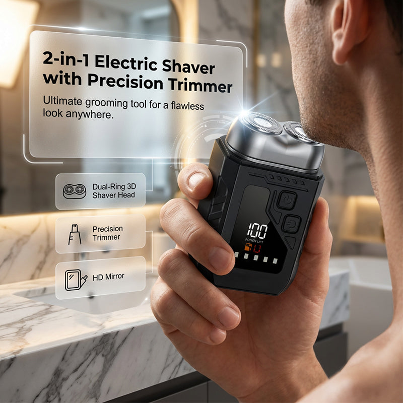 🕶️ 2-in-1 Elektrorasierer mit Präzisions-Nasenhaartrimmer 🔋