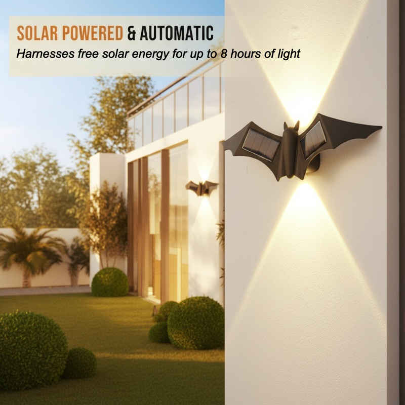 🦋🦇Einzigartige, wasserdichte LED-Wandleuchte in Form eines Schmetterlings und einer Fledermaus mit Solarantrieb