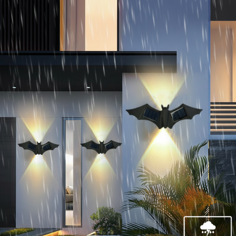 🦋🦇Einzigartige, wasserdichte LED-Wandleuchte in Form eines Schmetterlings und einer Fledermaus mit Solarantrieb