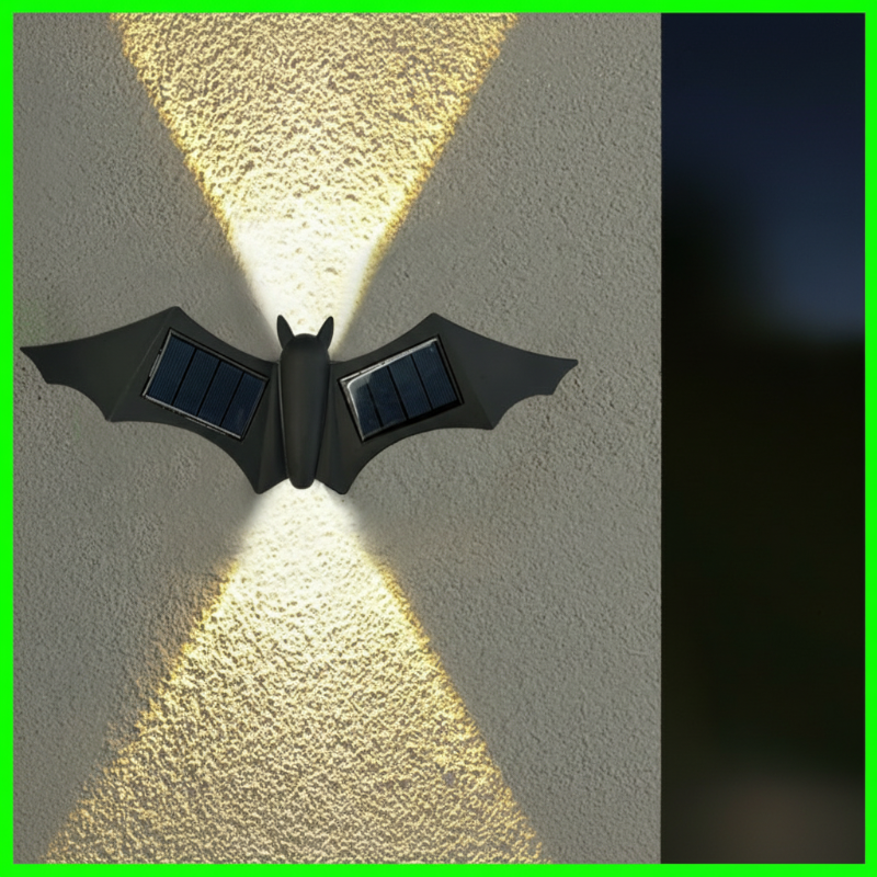 🦋🦇Einzigartige, wasserdichte LED-Wandleuchte in Form eines Schmetterlings und einer Fledermaus mit Solarantrieb