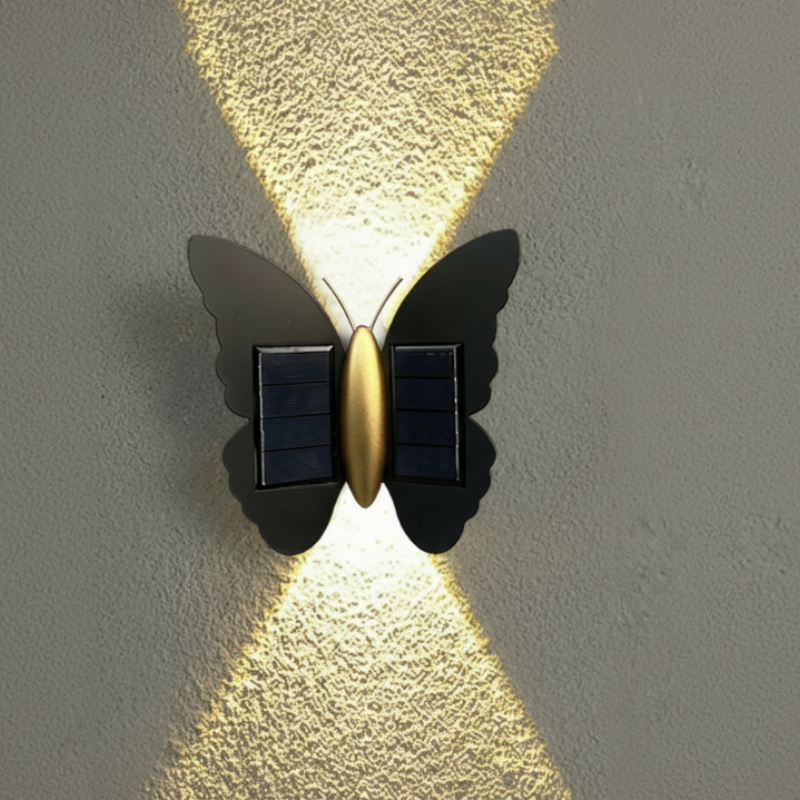 🦋🦇Einzigartige, wasserdichte LED-Wandleuchte in Form eines Schmetterlings und einer Fledermaus mit Solarantrieb