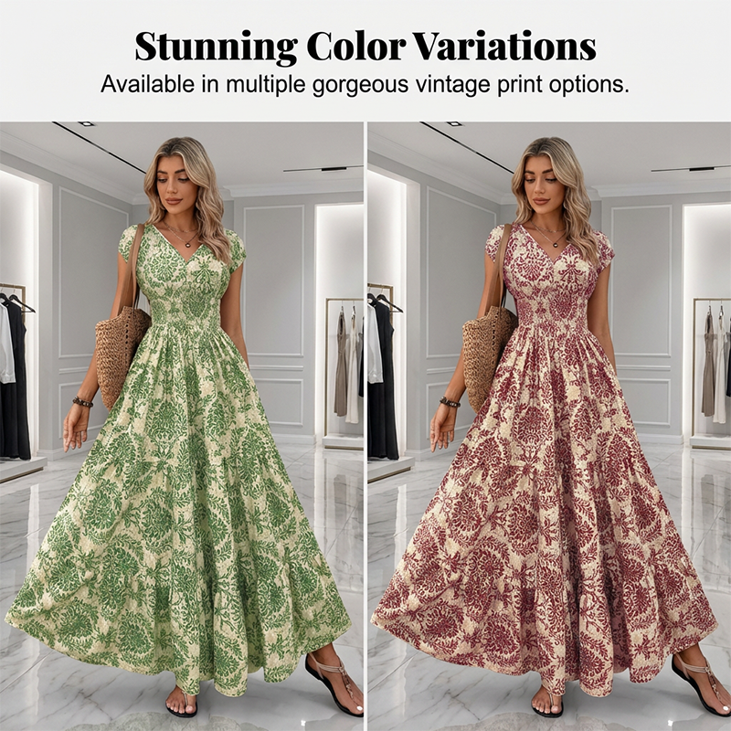 ✨ 50% RABATT! 💃 Maxikleid Damen – luftig-leichtes Baumwollmischgewebe, V-Ausschnitt & sommerlicher Charme – Bequem, elegant & perfekt für warme Tage am Strand oder in der Stadt 🌞