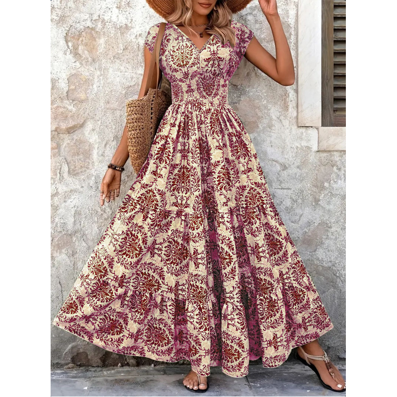 ✨ 50% RABATT! 💃 Maxikleid Damen – luftig-leichtes Baumwollmischgewebe, V-Ausschnitt & sommerlicher Charme – Bequem, elegant & perfekt für warme Tage am Strand oder in der Stadt 🌞