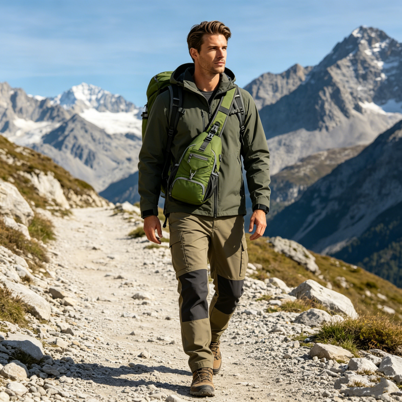Herren Brusttasche für Outdoor – großer Comuter, vielseitig & leicht – ideal für Radfahren, Reisen, Wandern & Alltag🎒🏞️