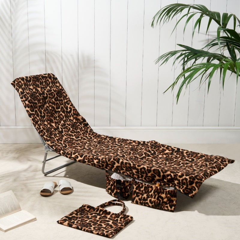 2-in-1 Beach Chaise Lounge Cover with Side Pockets