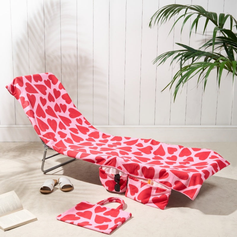 2-in-1 Beach Chaise Lounge Cover with Side Pockets