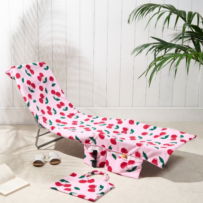 2-in-1 Beach Chaise Lounge Cover with Side Pockets