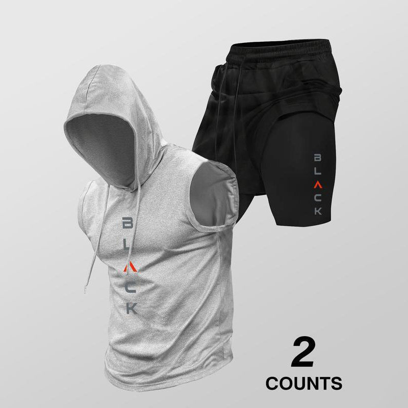 ⌛ Nur noch 1 Woche – 50 % auf alles ! ⏰Herren Sport-Set – ärmelloses Hoodie & Shorts – atmungsaktiv, schnelltrocknend & bequem 🏃‍♂️💪