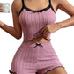 🛌✨ 50% RABATT! Damen Pyjama-Set aus Strick: Geripptes Top und Shorts – Weich, bequem & perfekt für erholsame Nächte 🌙