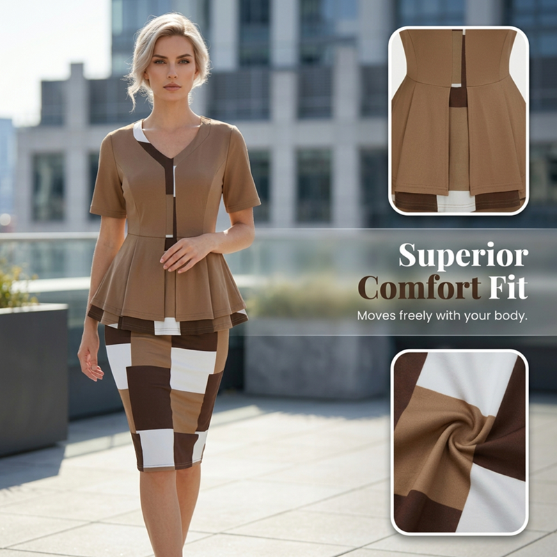 🔥 LIMITED-TIME 50% RABATT! ✨ Color-Block Bleistiftrock & Top Set – Figurbetont, Stilvoll ✨