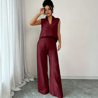 👗 50% RABATT! 👖 Damen ärmelloses Oberteil & weites Bein Hosen Set – Fließender Stoff, luftiger Schnitt & perfekt für Sommer, Strand oder elegante Anlässe – stilvoll kombinierbar ✨