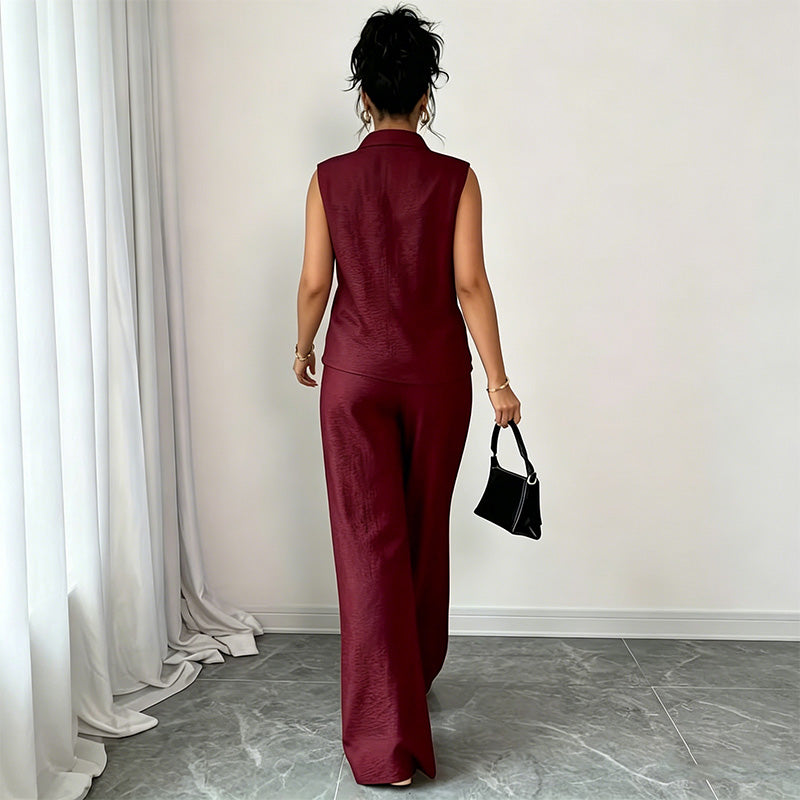 👗 50% RABATT! 👖 Damen ärmelloses Oberteil & weites Bein Hosen Set – Fließender Stoff, luftiger Schnitt & perfekt für Sommer, Strand oder elegante Anlässe – stilvoll kombinierbar ✨