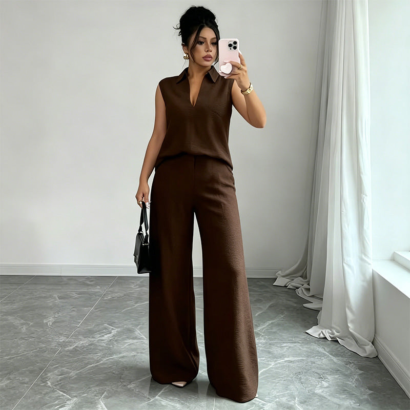 👗 50% RABATT! 👖 Damen ärmelloses Oberteil & weites Bein Hosen Set – Fließender Stoff, luftiger Schnitt & perfekt für Sommer, Strand oder elegante Anlässe – stilvoll kombinierbar ✨