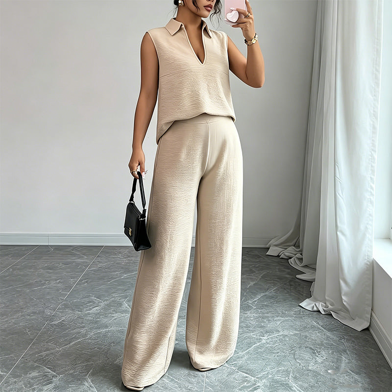 👗 50% RABATT! 👖 Damen ärmelloses Oberteil & weites Bein Hosen Set – Fließender Stoff, luftiger Schnitt & perfekt für Sommer, Strand oder elegante Anlässe – stilvoll kombinierbar ✨