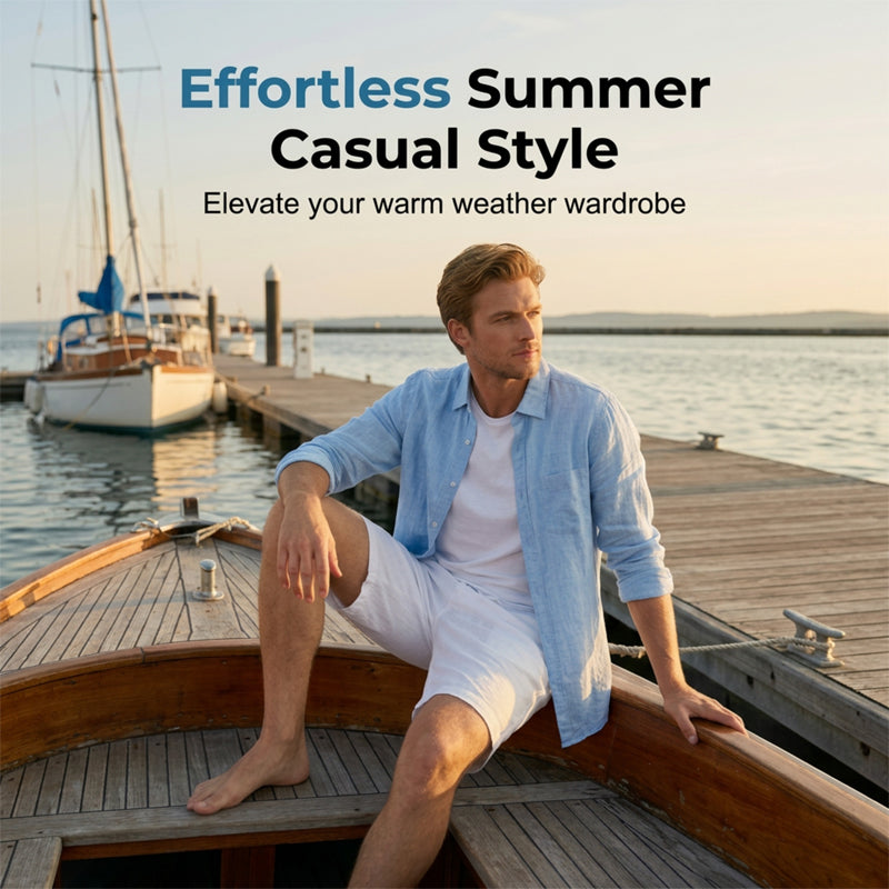 Men's Casual Linen Drawstring Shorts