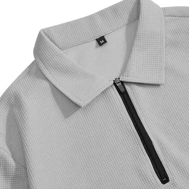 Herren Waffelstrick-Set: Sweatshirt & Hose mit geradem Bein
