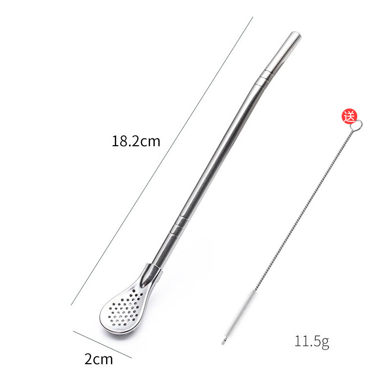 304 Edelstahl 2-in-1 Strohhalm-Löffel
