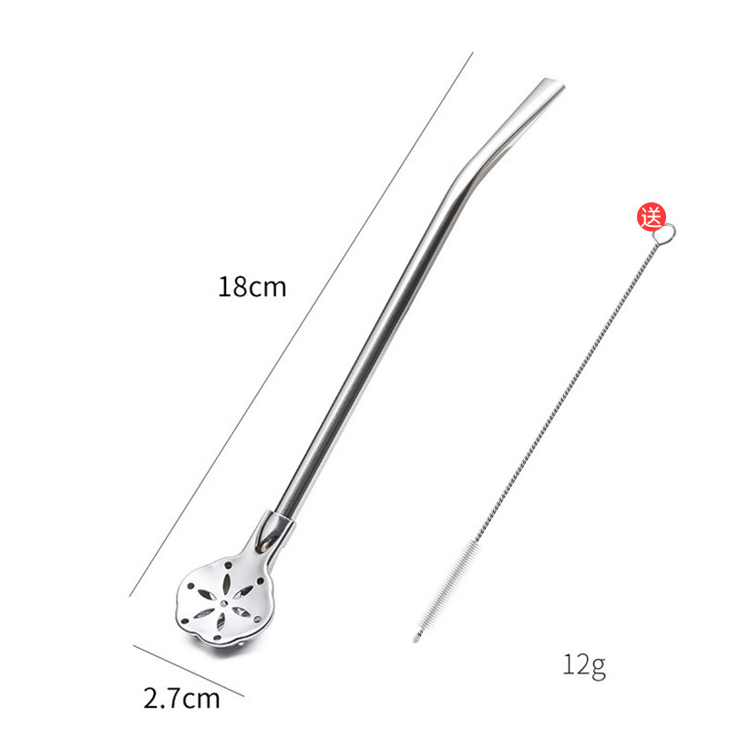304 Edelstahl 2-in-1 Strohhalm-Löffel