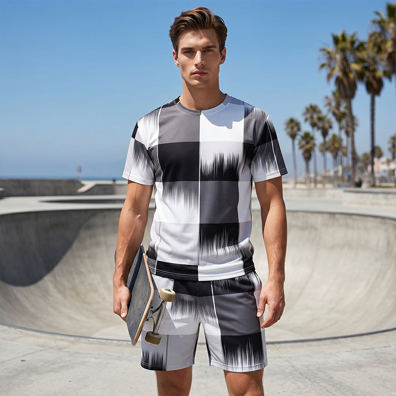 Herren-Set aus T-Shirt mit abstraktem Print und Shorts