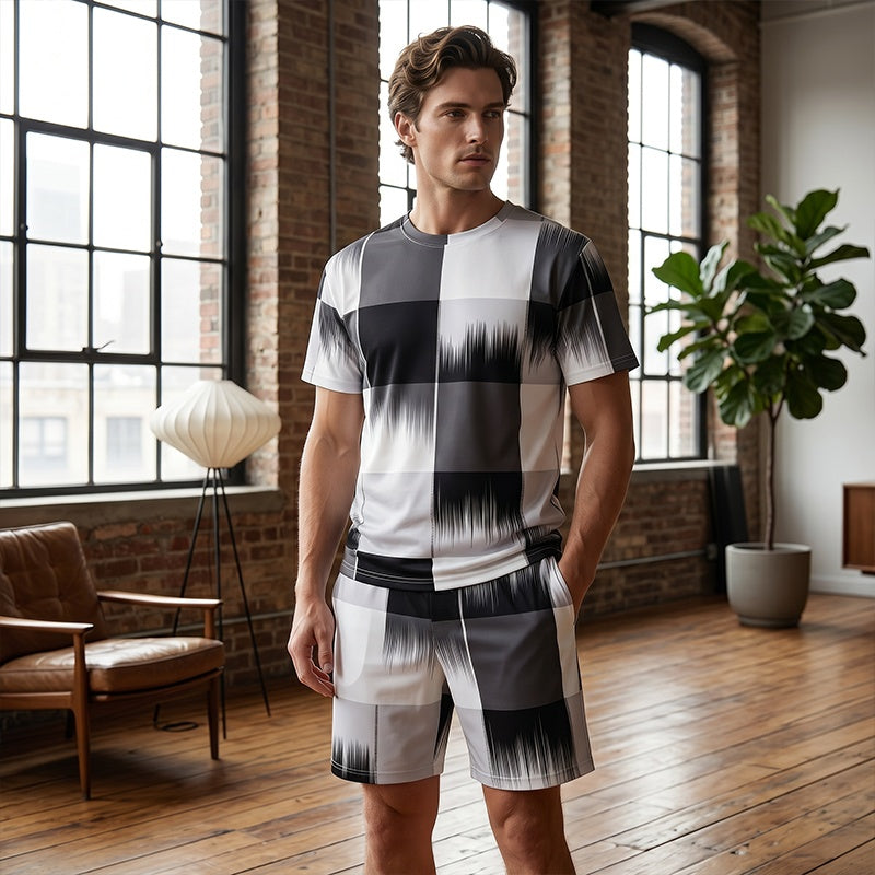 Herren-Set aus T-Shirt mit abstraktem Print und Shorts
