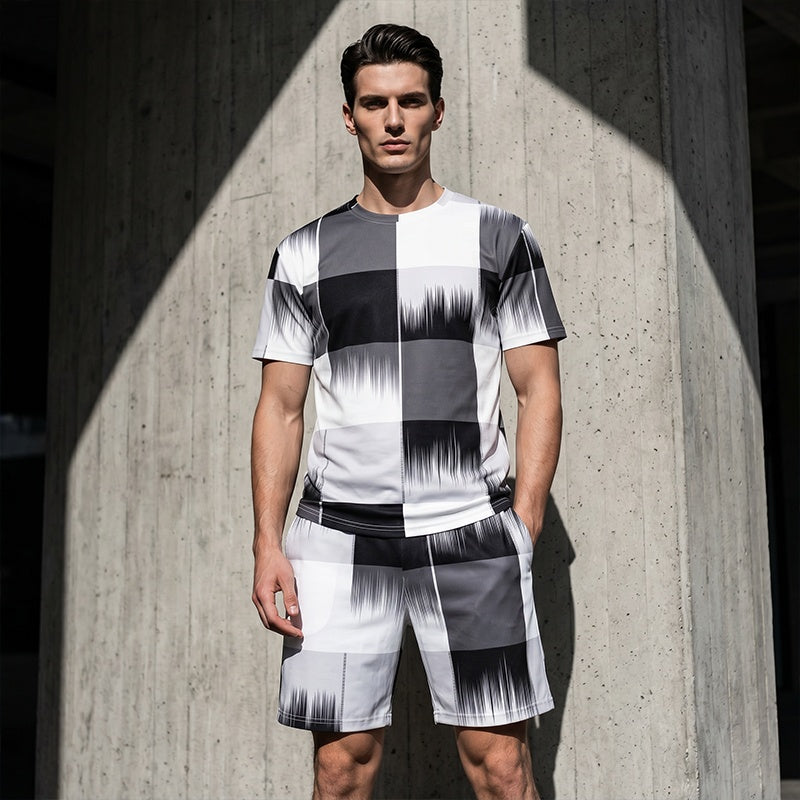 Herren-Set aus T-Shirt mit abstraktem Print und Shorts