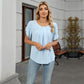Women's Petal Sleeve Pleated Neck Blouse