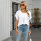 Women's Petal Sleeve Pleated Neck Blouse