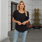 Women's Petal Sleeve Pleated Neck Blouse