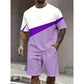 Herren Freizeit-Set – Color Block T-Shirt & Shorts 👕 Für Alltag, Urlaub & Sport