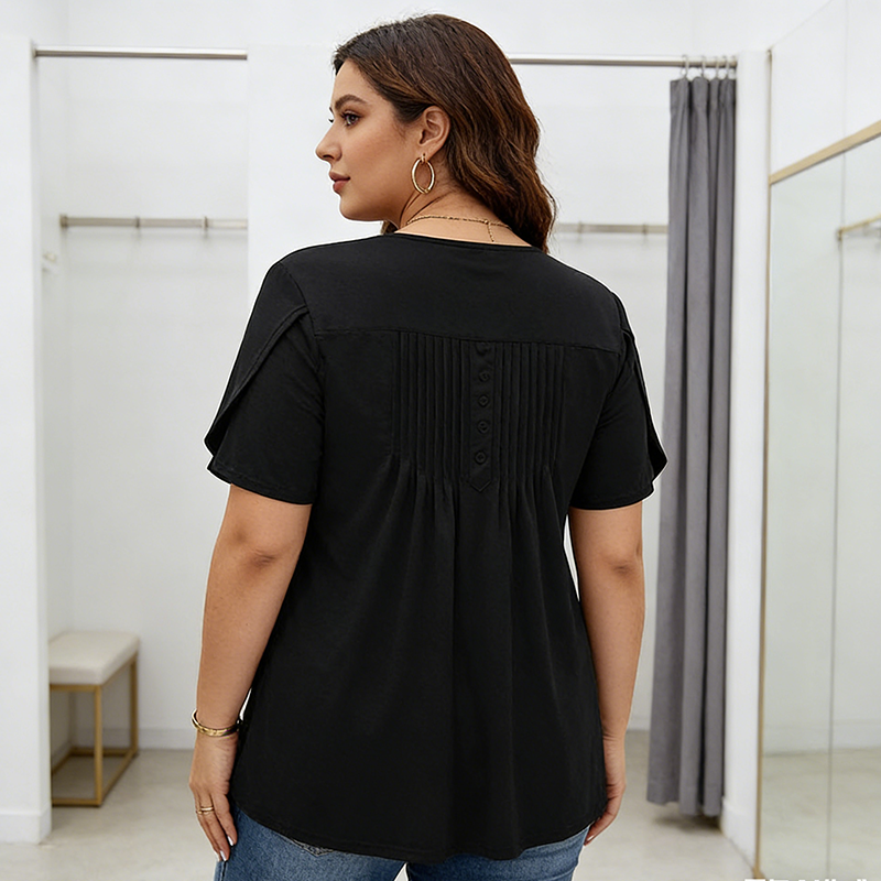 👚 JETZT 50 % RABATT! ✨ Damen-T-Shirt mit Falten vorne und Puffärmeln – Weiche, atmungsaktive und elegante Puffärmel – perfekt fürs Büro, zum Brunch oder für Frühlingstage 🌸