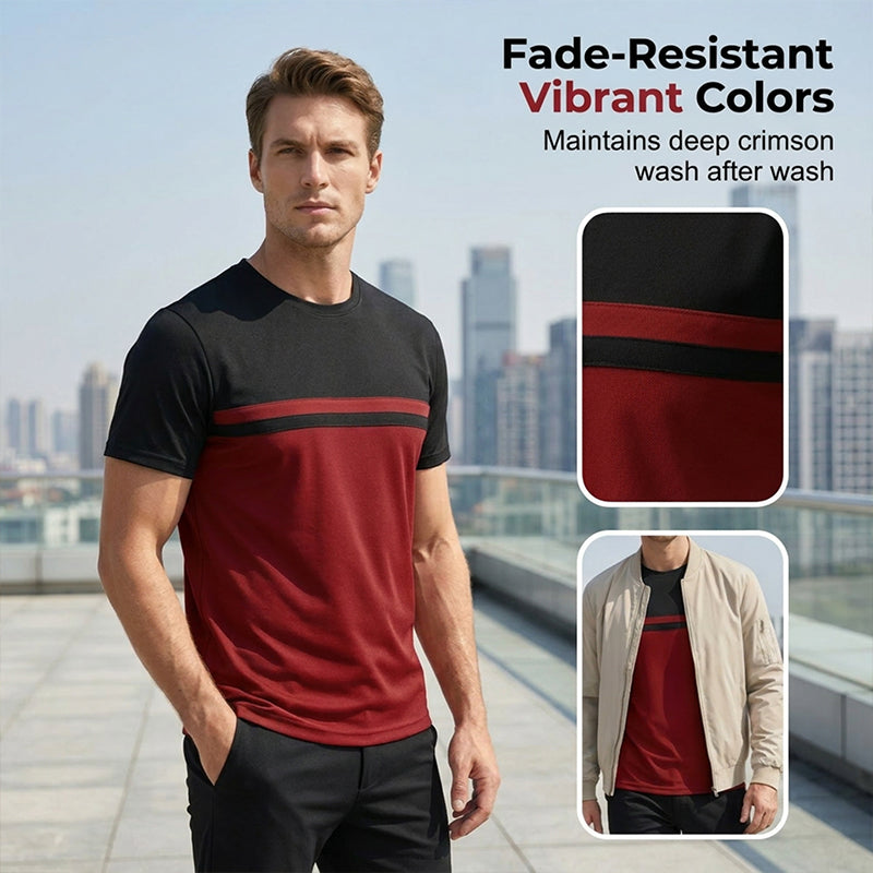 👕 50% RABATT! 🔥 Herren Rundhals T-Shirt mit Farbblock-Design – Atmungsaktiv, leicht & perfekt für Freizeit, Sport oder den täglichen Gebrauch ✨