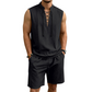 👕 BEFRISTET 55% RABATT! ✨ Herren Leinen-Set – Ärmelloses Top mit Schnürung, Shorts, 7 Farben ☀️