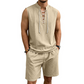 👕 BEFRISTET 55% RABATT! ✨ Herren Leinen-Set – Ärmelloses Top mit Schnürung, Shorts, 7 Farben ☀️