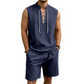 👕 BEFRISTET 55% RABATT! ✨ Herren Leinen-Set – Ärmelloses Top mit Schnürung, Shorts, 7 Farben ☀️