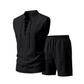 👕 BEFRISTET 55% RABATT! ✨ Herren Leinen-Set – Ärmelloses Top mit Schnürung, Shorts, 7 Farben ☀️