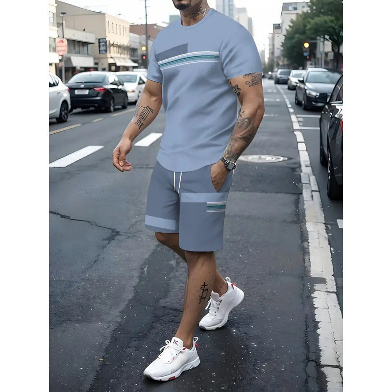 ⏰ 50 % RABATT – Nur für kurze Zeit 👕Herren-T-Shirt & Shorts 2-teiliges Set