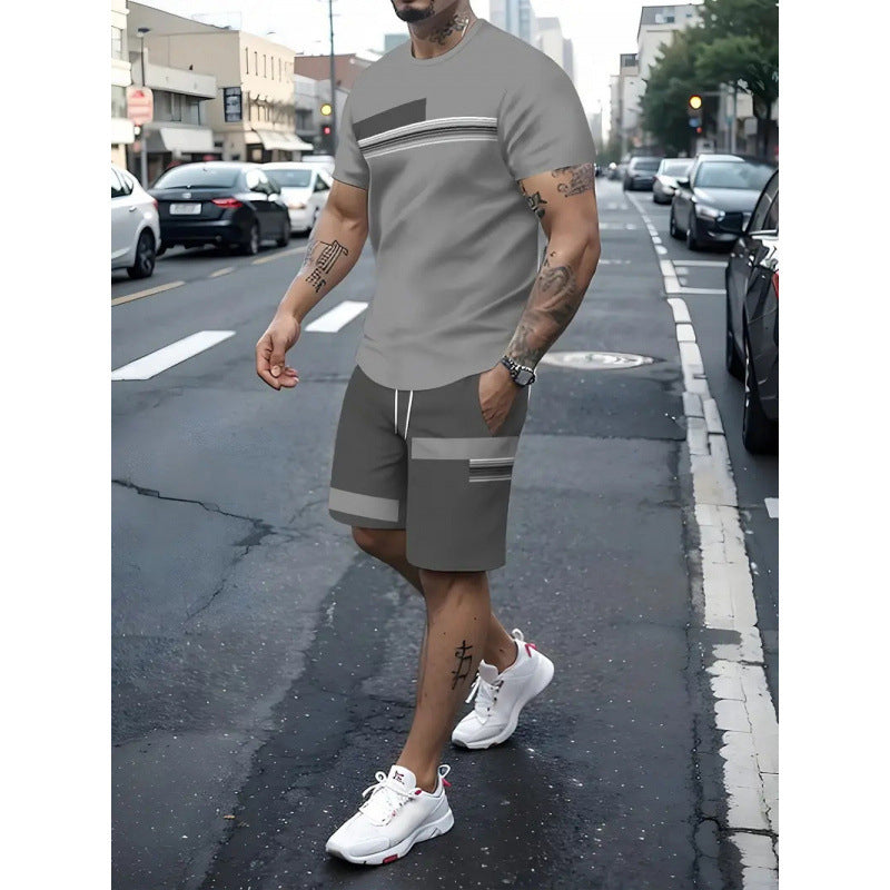 ⏰ 50 % RABATT – Nur für kurze Zeit 👕Herren-T-Shirt & Shorts 2-teiliges Set