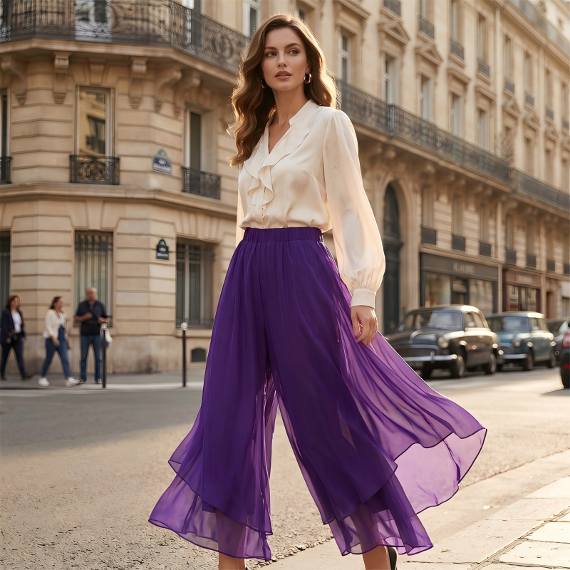 👖✨ Damen Chiffon-Hose mit weitem Bein – 50% RABATT! Asymmetrisch & elegant – Perfekt für Alltag & Urlaub 🌿
