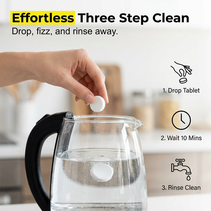 Brausetabletten zur Entkalkung von Wasserkochern und Tassen